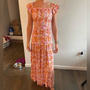 L Space orange and pink floral maxi dress